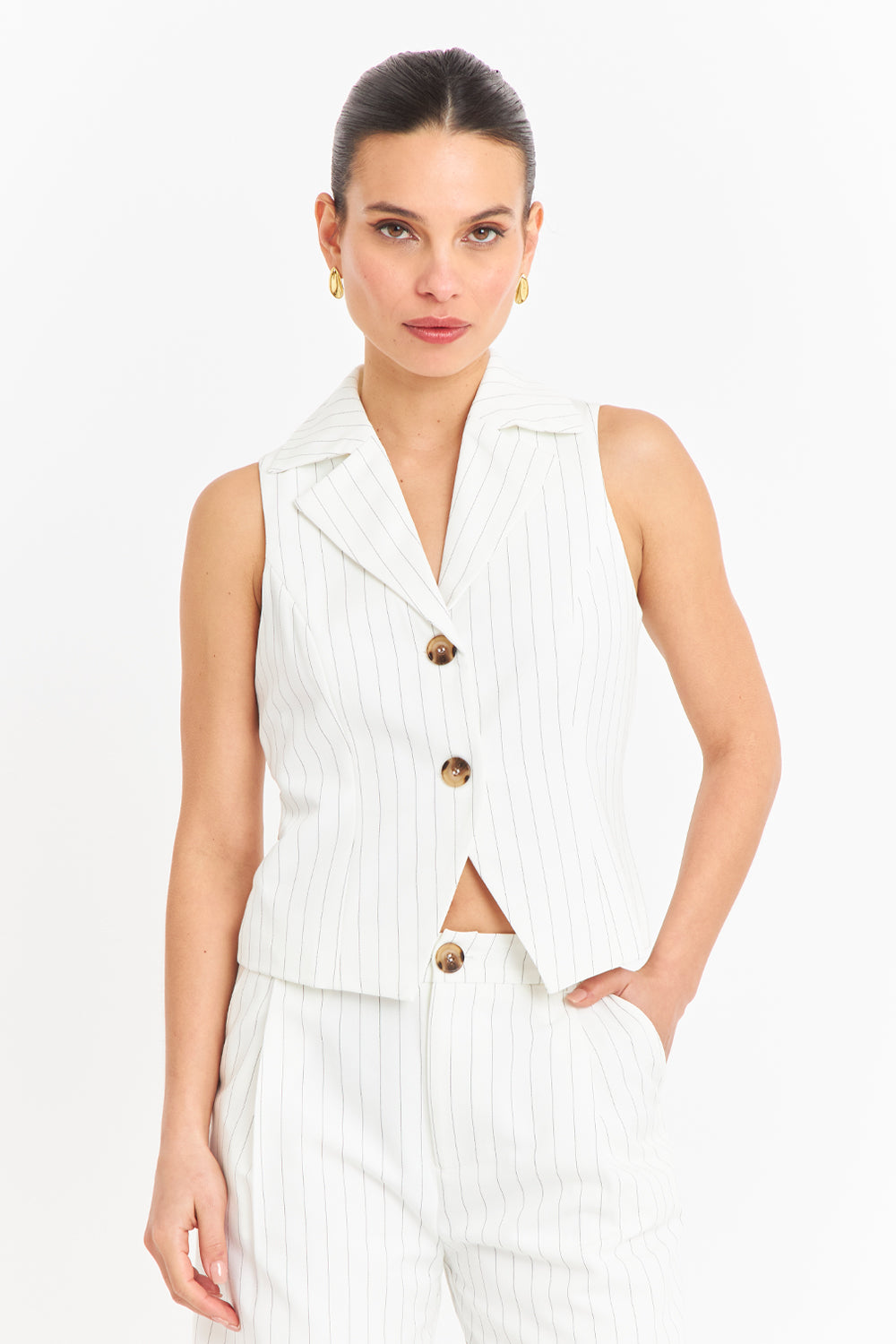 Gilet Rayas Diplomáticas Blanco