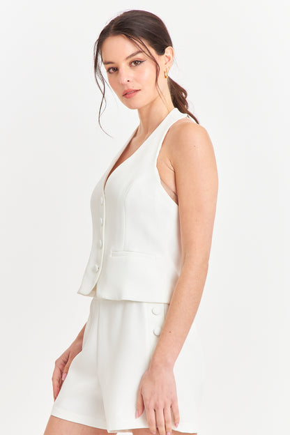 Gilet Halter Espalda Descubierta Blanco