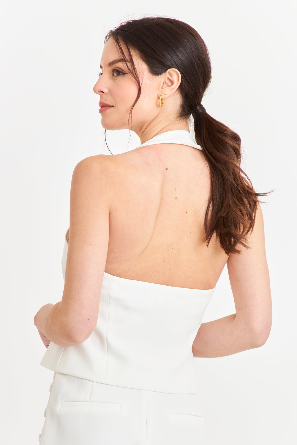 Gilet Halter Espalda Descubierta Blanco