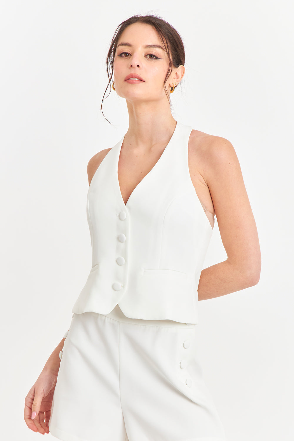 Gilet Halter Espalda Descubierta Blanco