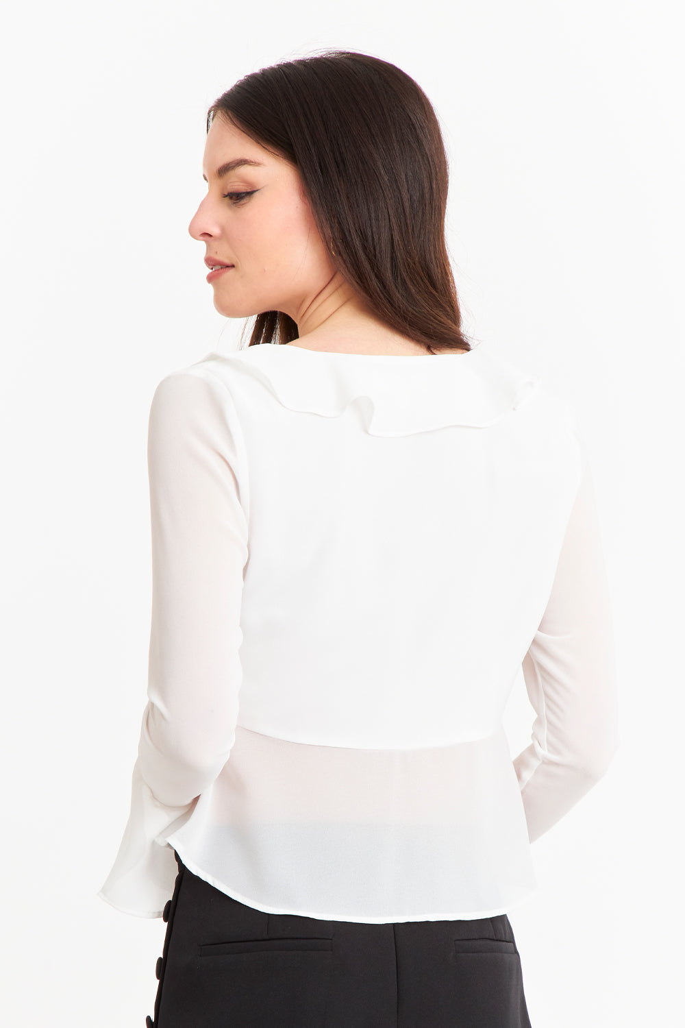 Blusa Vuelos Manga Larga Blanco