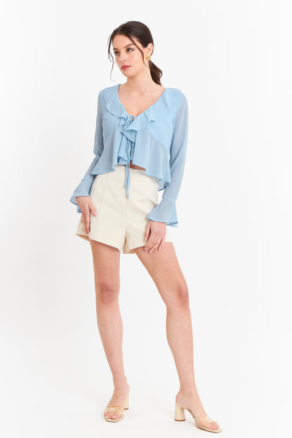 Blusa Vuelos Manga Larga Celeste