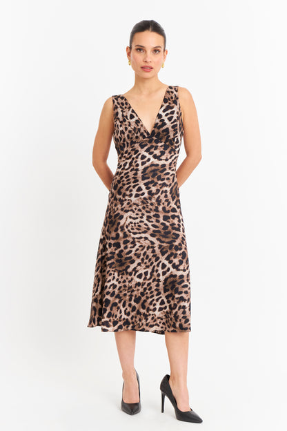 Vestido Animal Print Tipo Satín