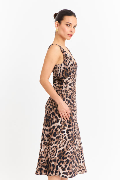 Vestido Animal Print Tipo Satín
