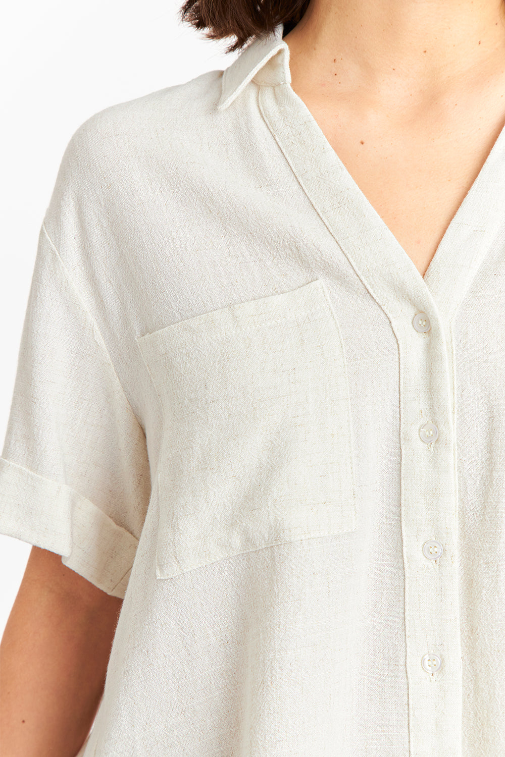 Camisa Básica Tipo Lino Beige