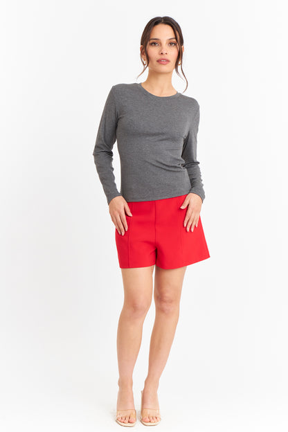 Polera Manga Larga Cuello Redondo Grafito