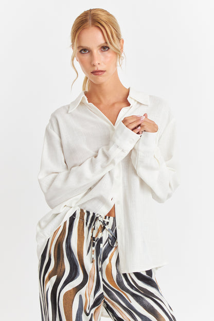 Camisa Botonera Espalda Blanco