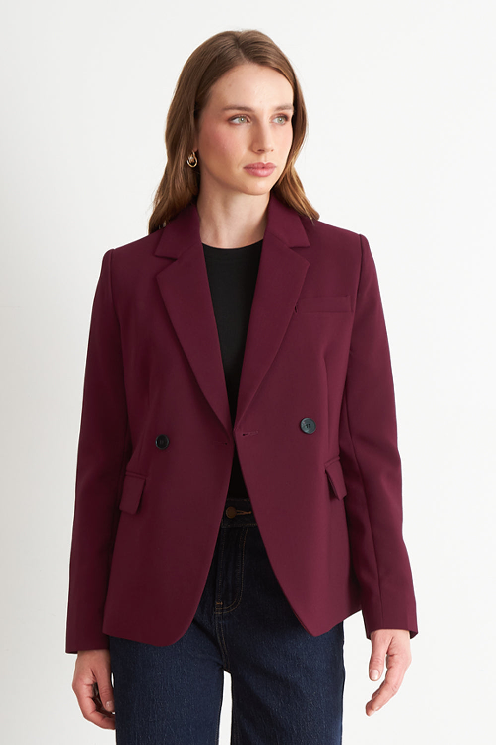 Blazer Sastrero Dos Botones Burdeo