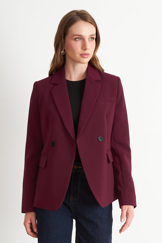 Blazer Sastrero Dos Botones Burdeo