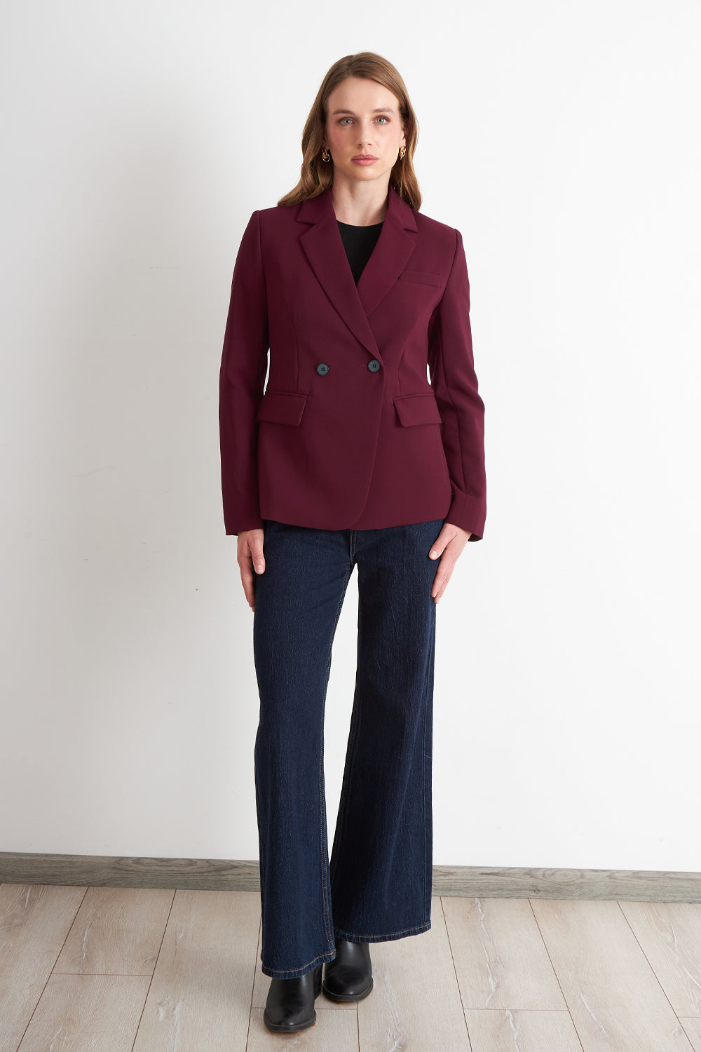 Blazer Sastrero Dos Botones Burdeo