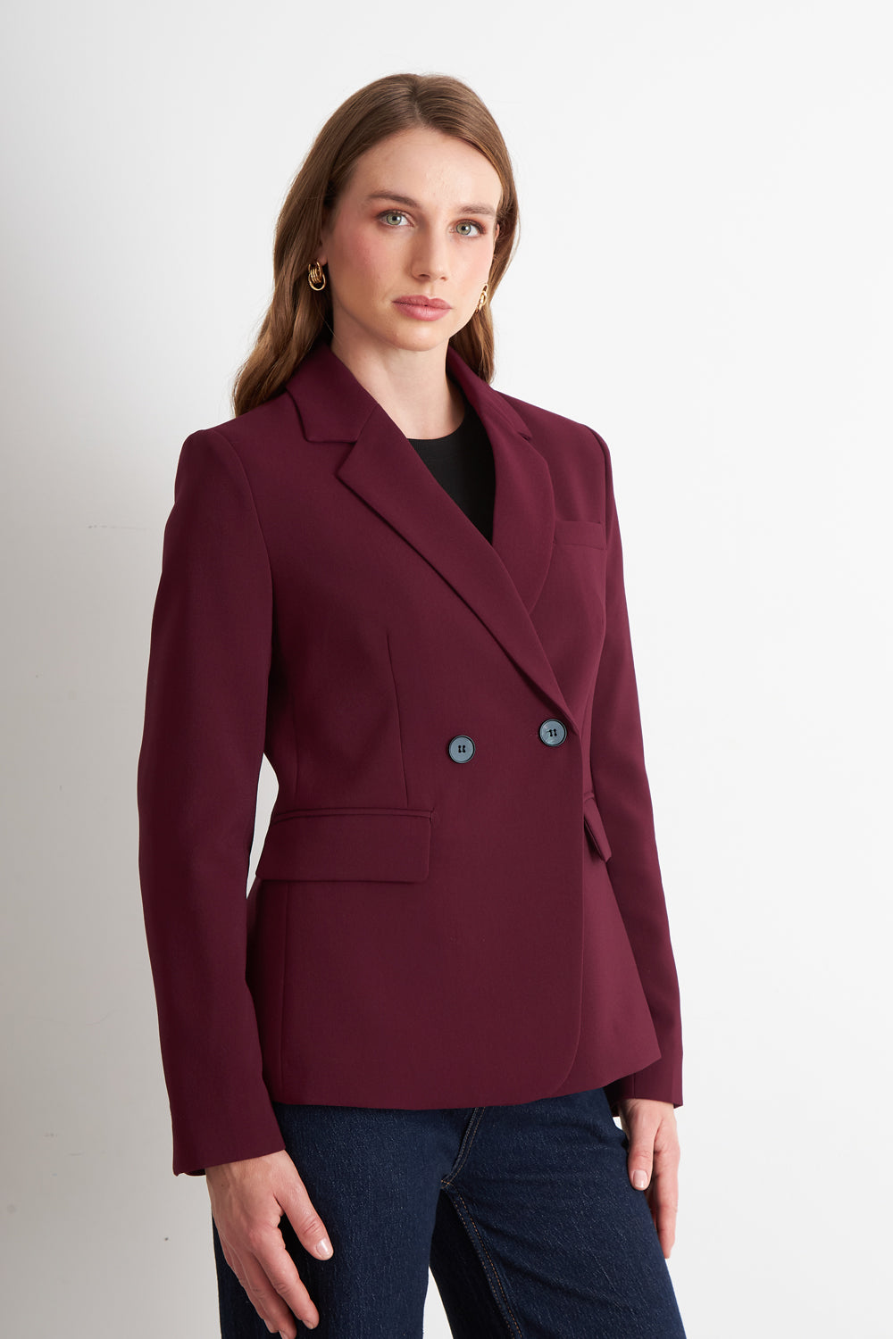 Blazer Sastrero Dos Botones Burdeo