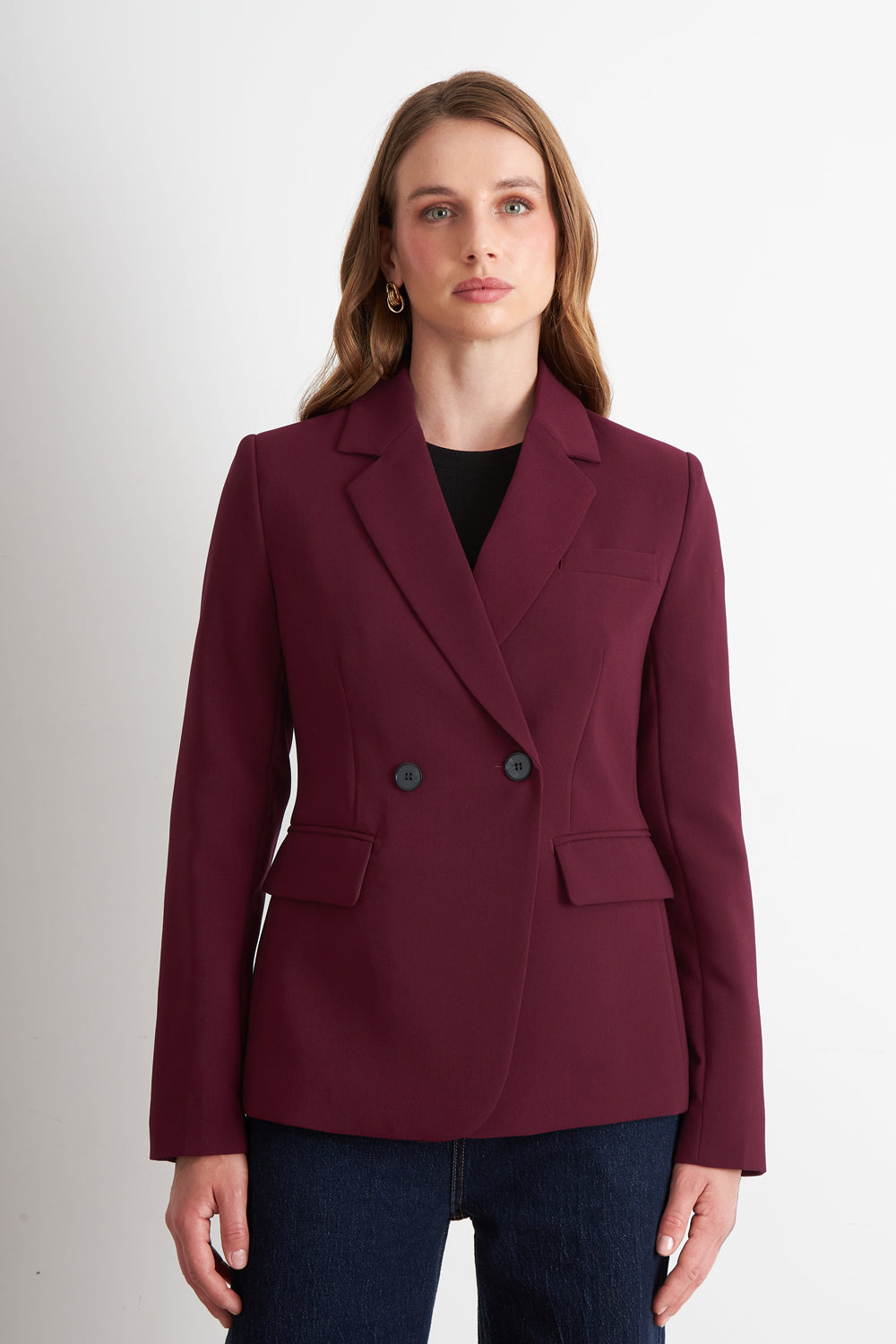 Blazer Sastrero Dos Botones Burdeo