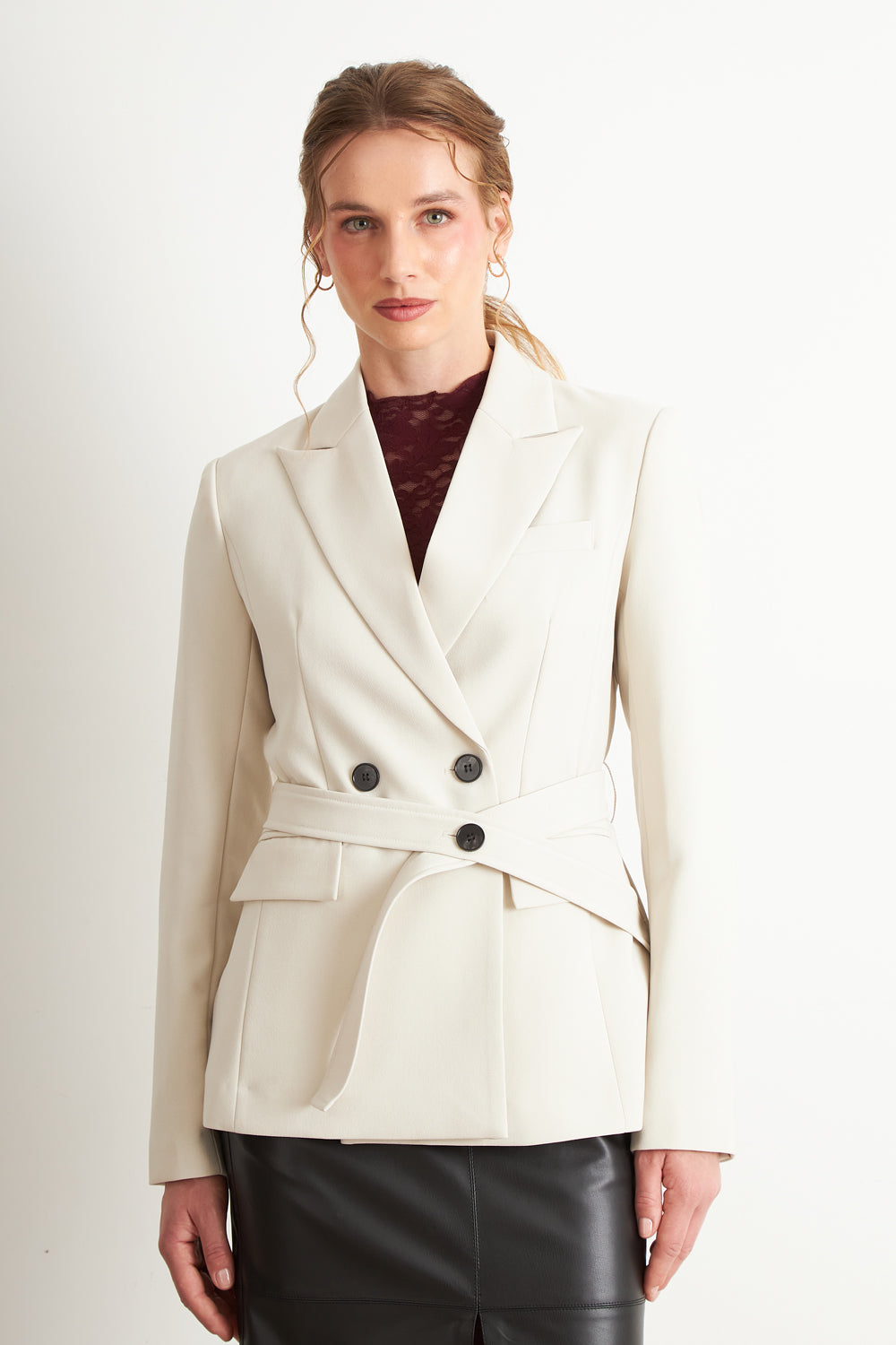 Blazer Cinturón Blanco