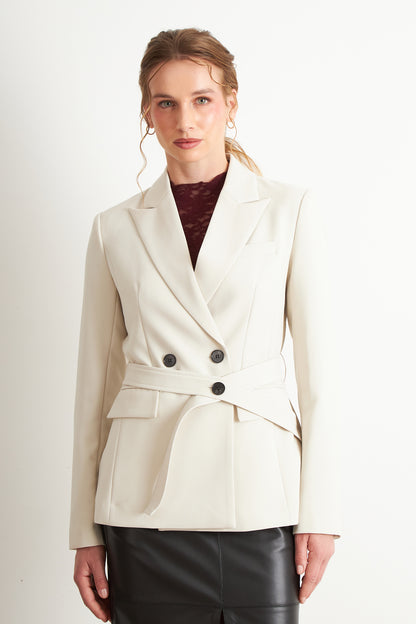 Blazer Cinturón Blanco
