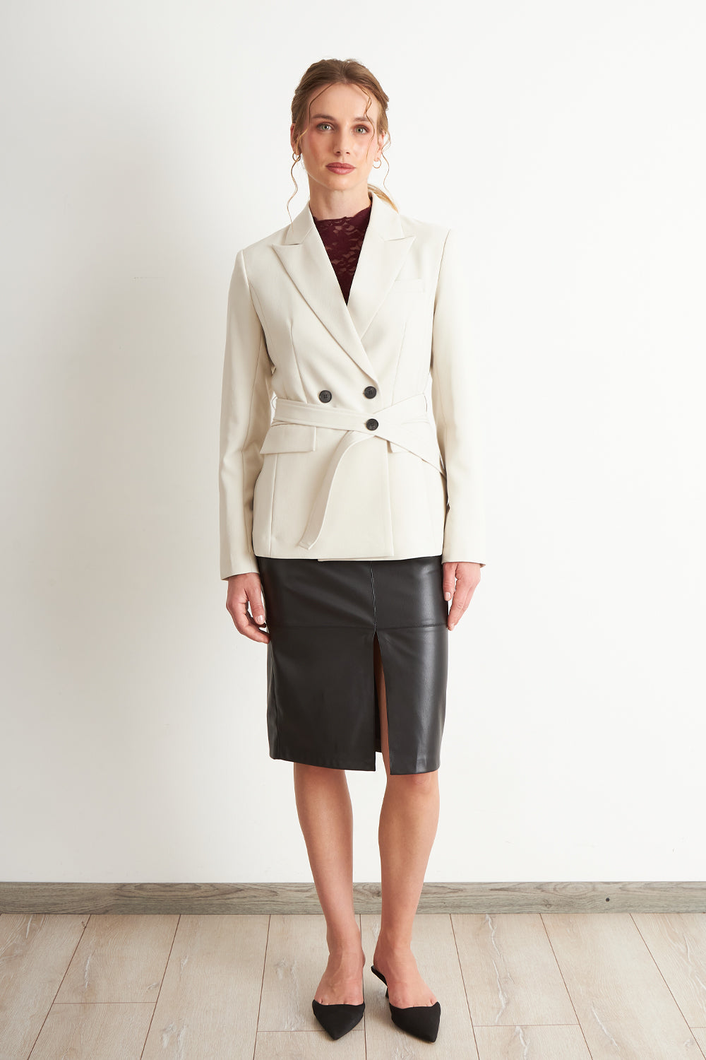 Blazer Cinturón Blanco