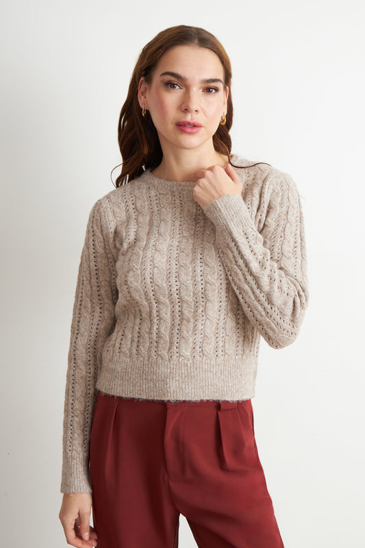 Sweater de Punto Calado Café