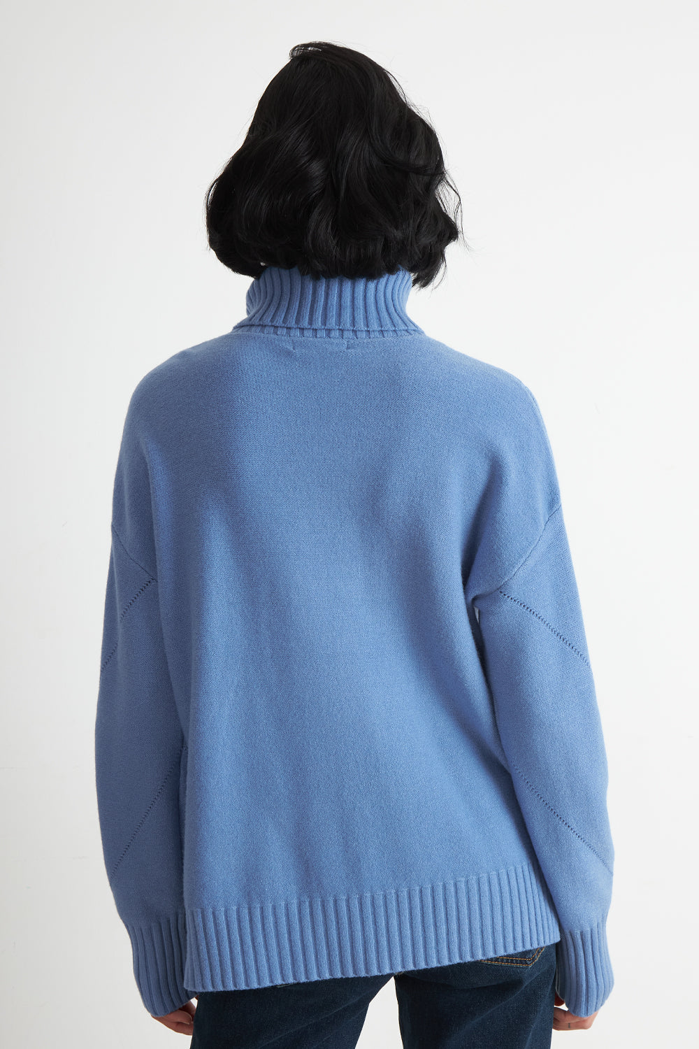 Sweater Cuello Alto Rombos Azul
