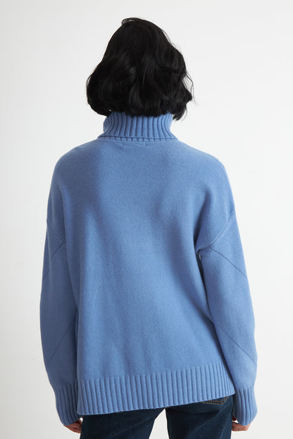 Sweater Cuello Alto Rombos Azul