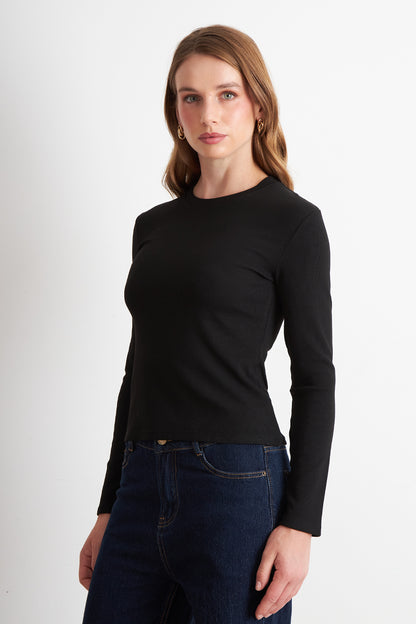 Polera Manga Larga Negro