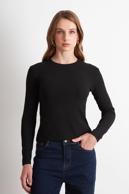 Polera Manga Larga Negro