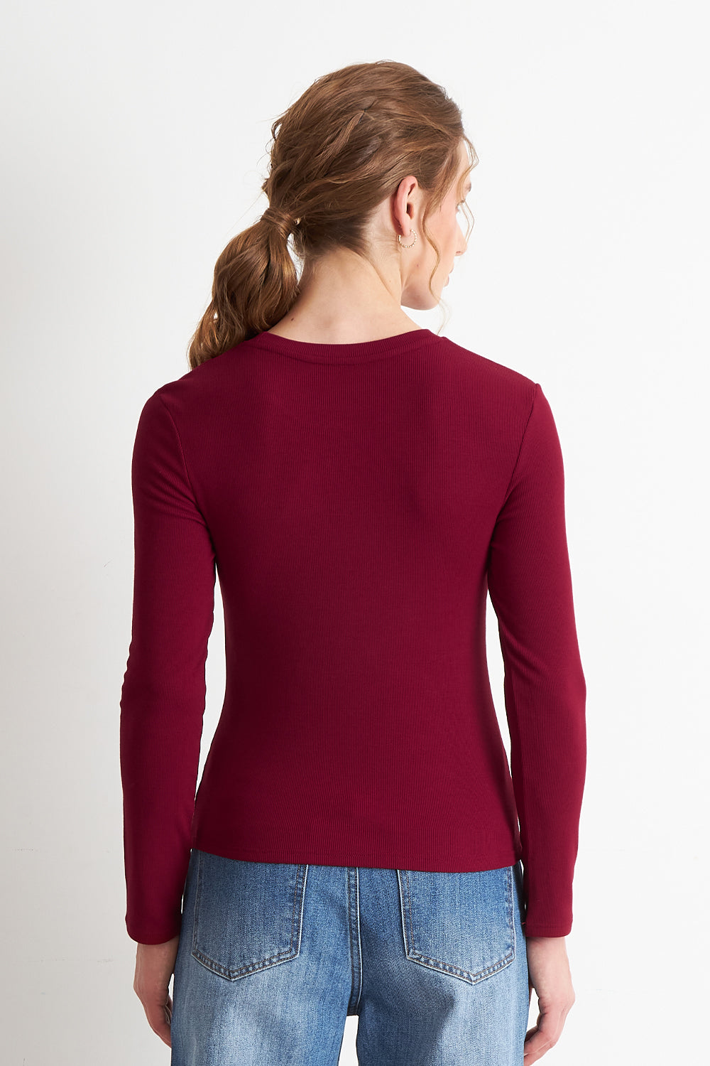 Polera Manga Larga Burdeo