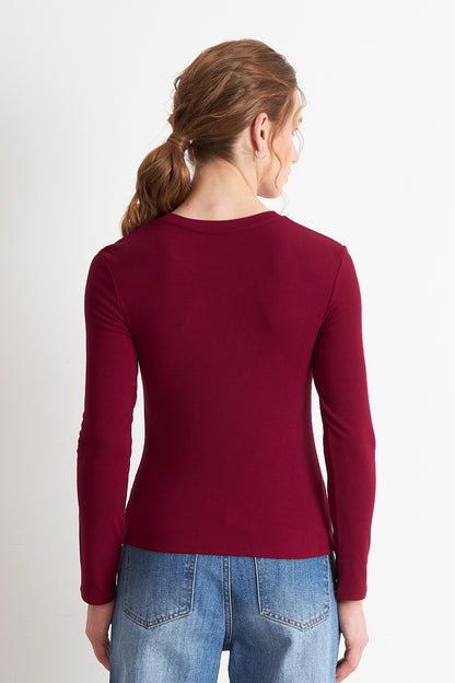 Polera Manga Larga Burdeo