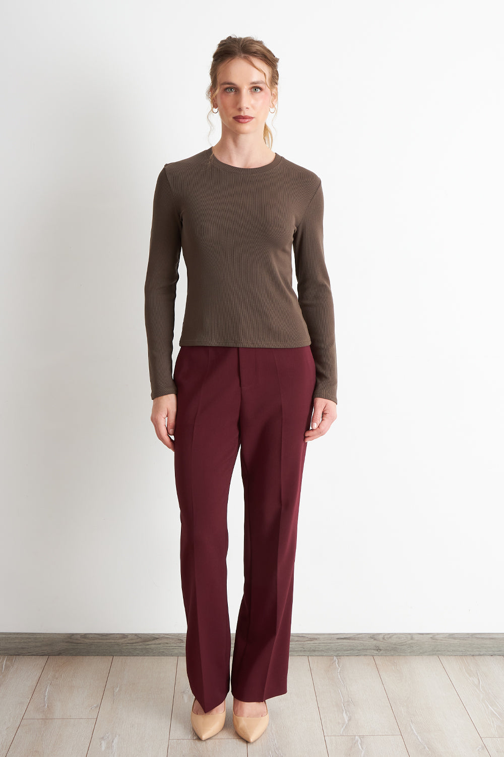 Polera Manga Larga Café