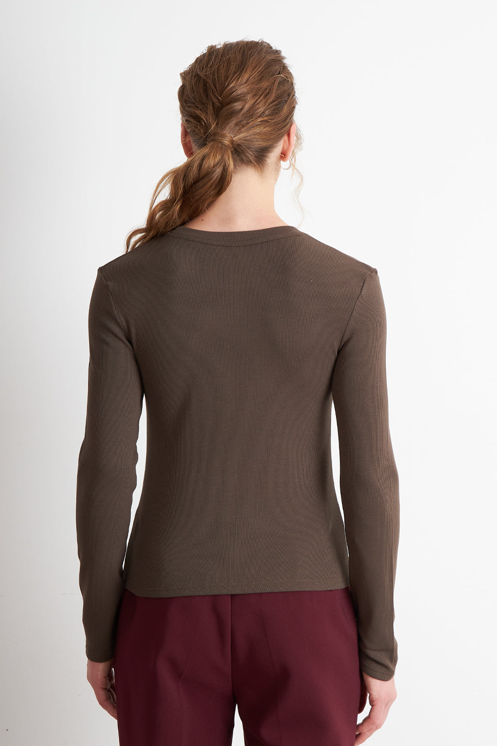 Polera Manga Larga Café