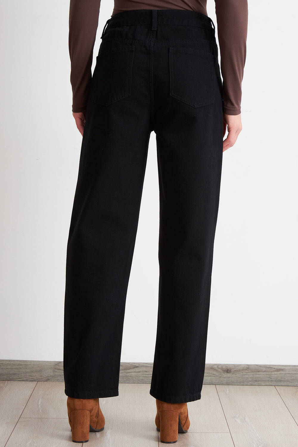 Jeans Rectos Tiro Alto Negro