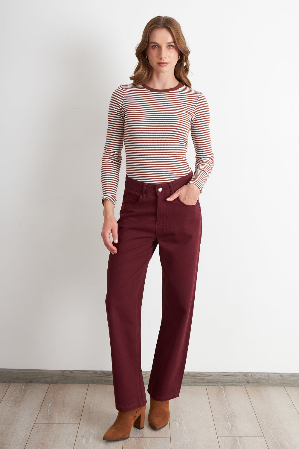 Jeans Rectos Tiro Alto Óxido