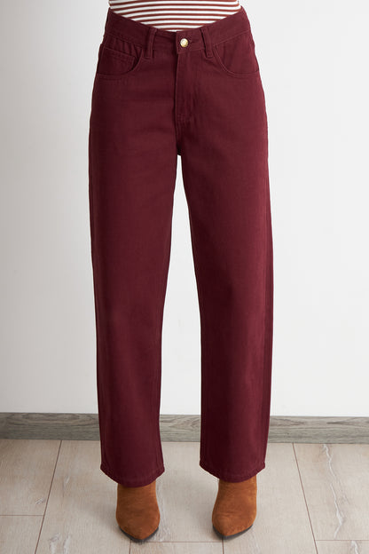 Jeans Rectos Tiro Alto Óxido