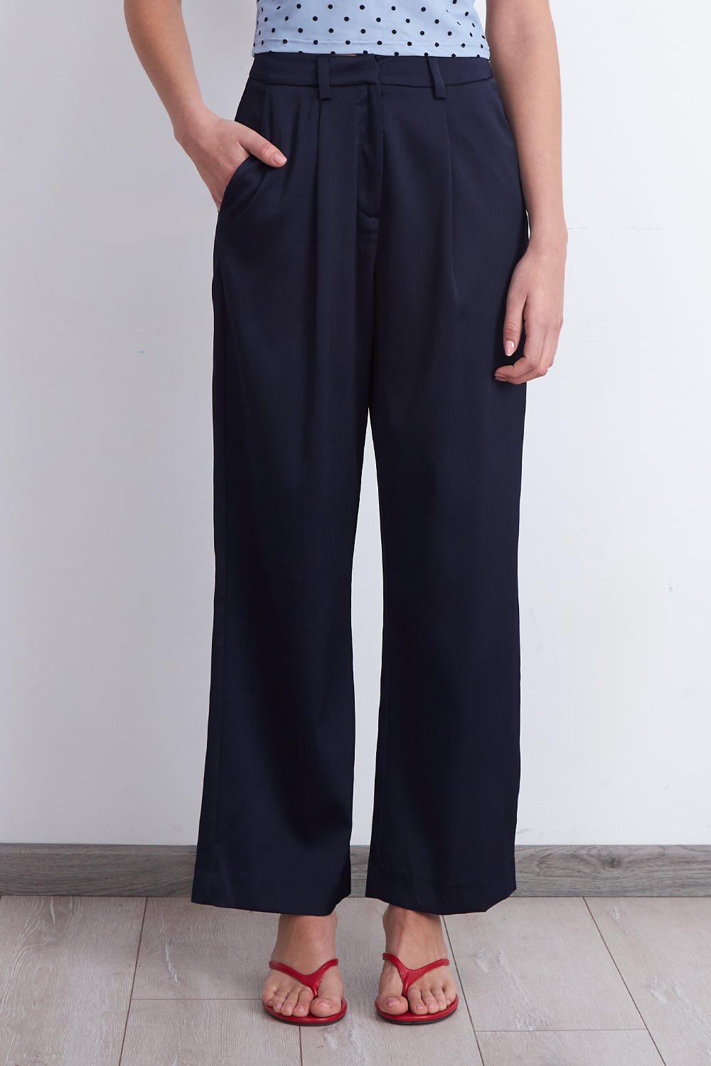 Pantalón Satinado Azul Marino
