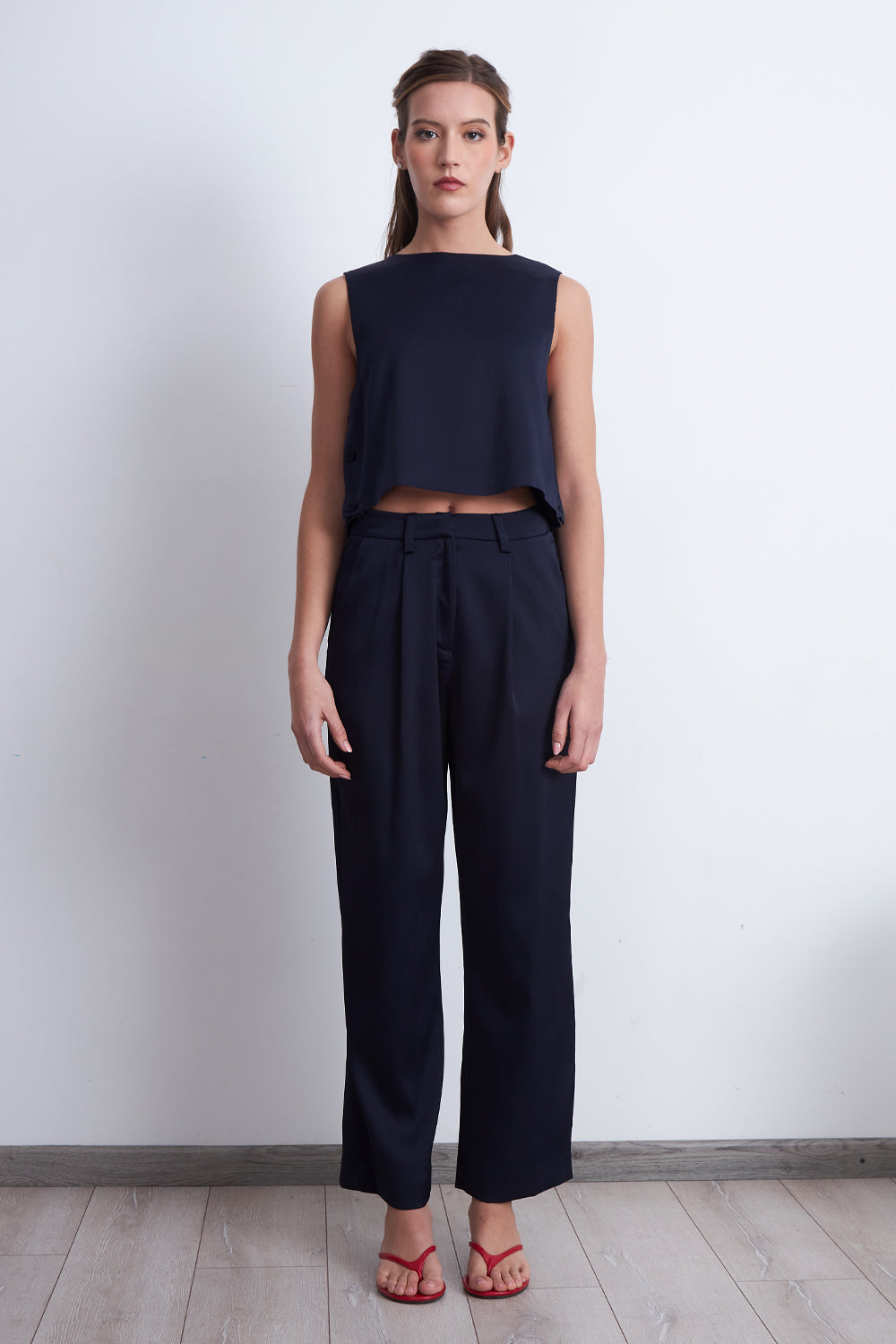 Pantalón Satinado Azul Marino