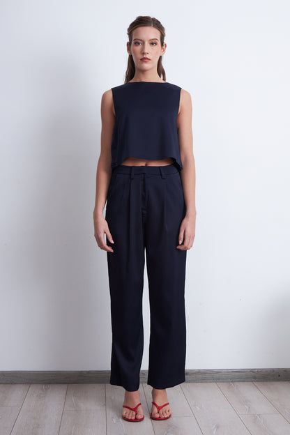 Pantalón Satinado Azul Marino
