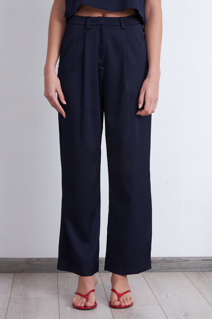 Pantalón Satinado Azul Marino
