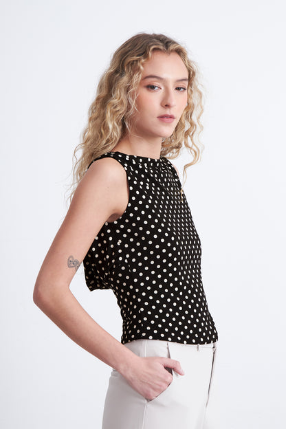 Top Cuello Bote Espalda Drapeada Blanco