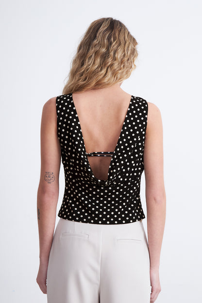 Top Cuello Bote Espalda Drapeada Blanco