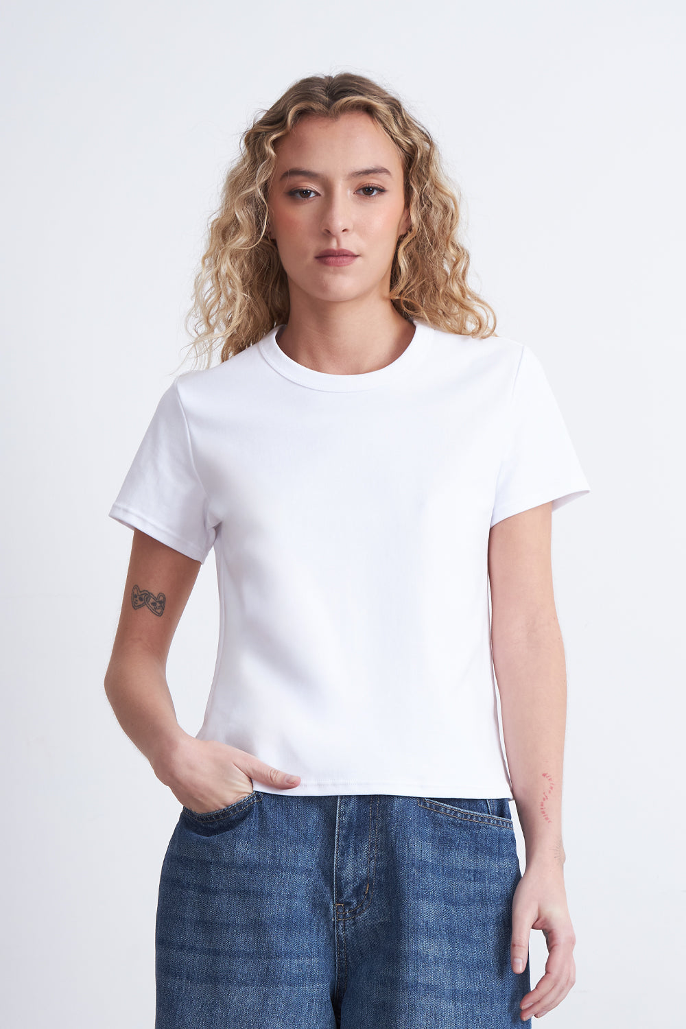 Polera Cuello Redondo Manga Corta Blanco