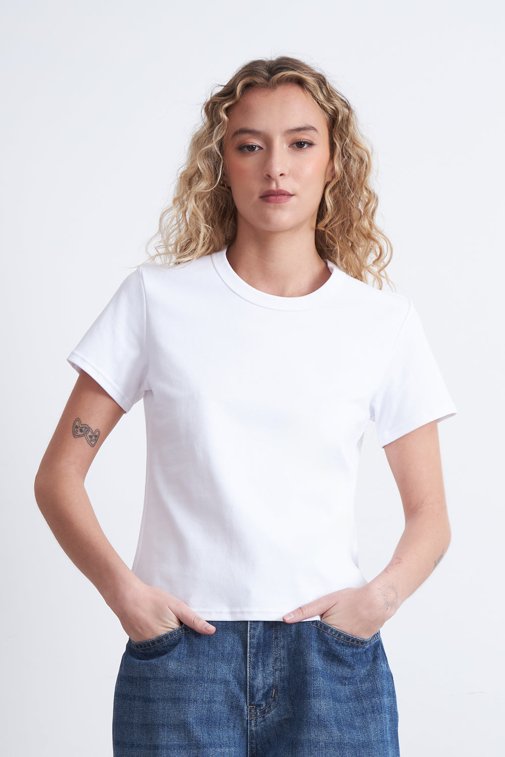 Polera Cuello Redondo Manga Corta Blanco