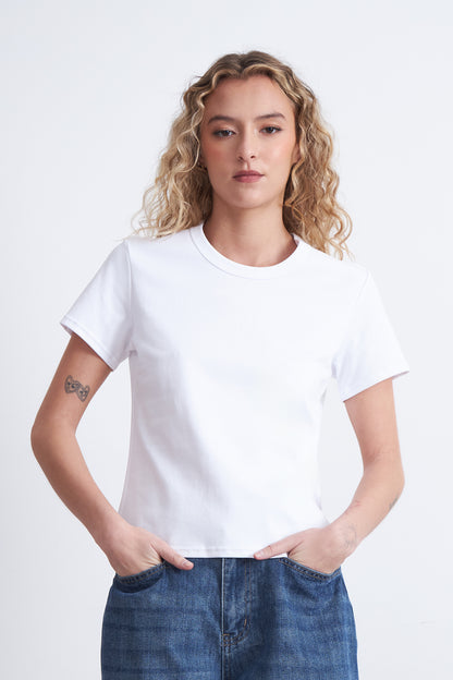 Polera Cuello Redondo Manga Corta Blanco