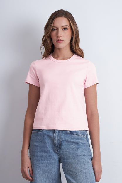 Polera Cuello Redondo Manga Corta Rosado