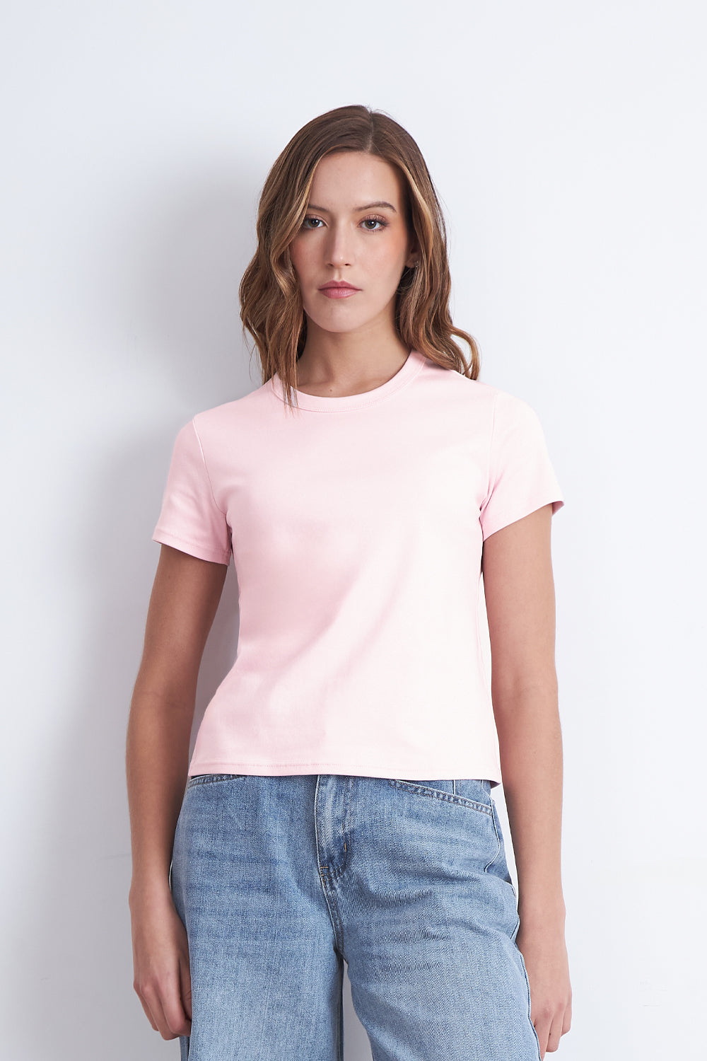 Polera Cuello Redondo Manga Corta Rosado
