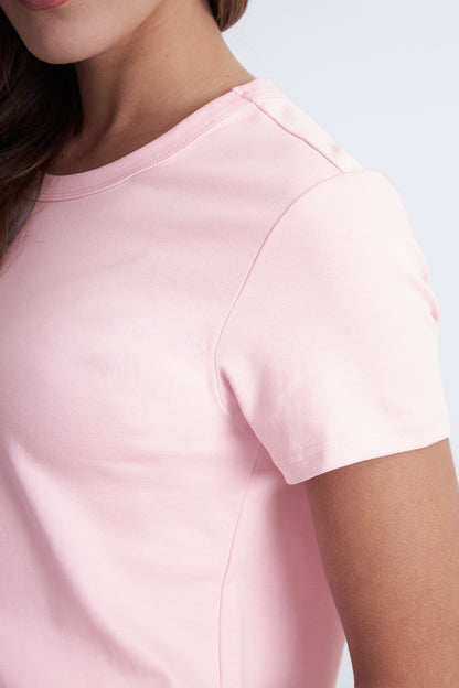 Polera Cuello Redondo Manga Corta Rosado