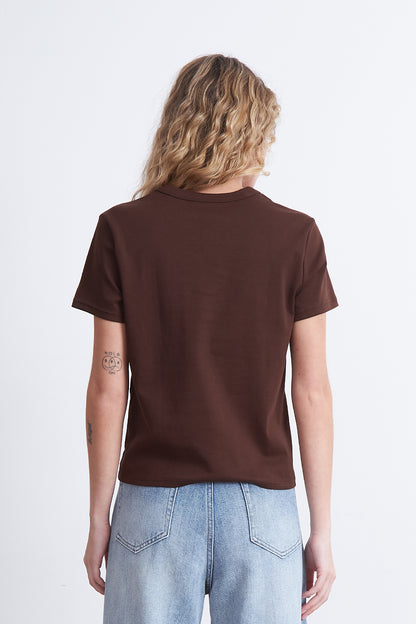 Polera Cuello Redondo Manga Corta Café