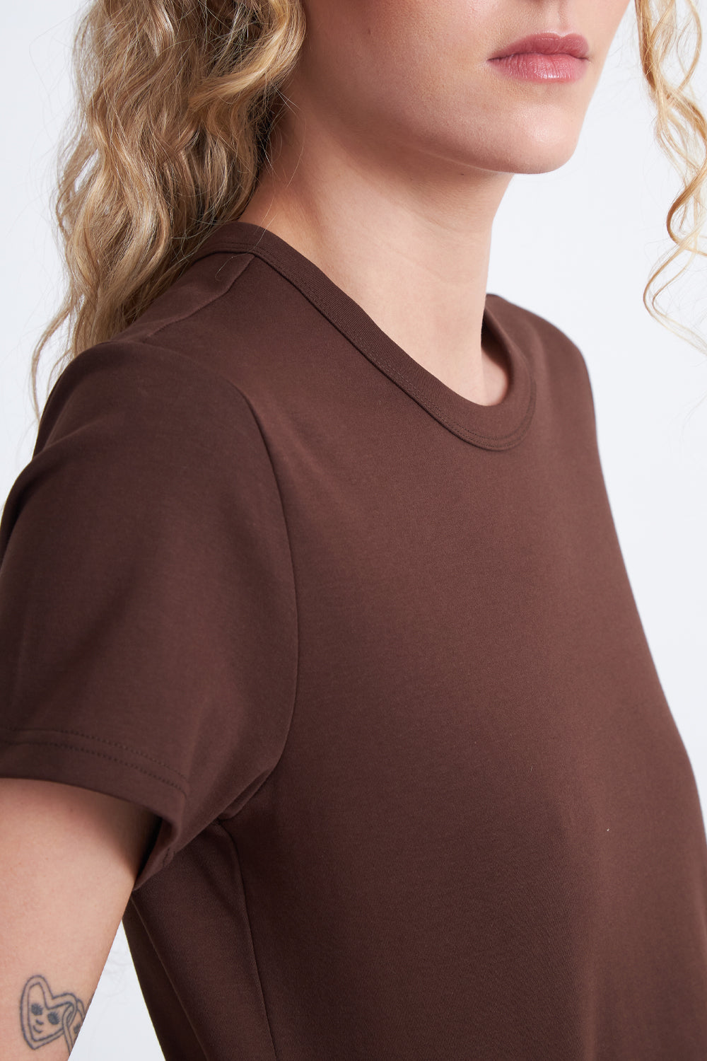 Polera Cuello Redondo Manga Corta Café