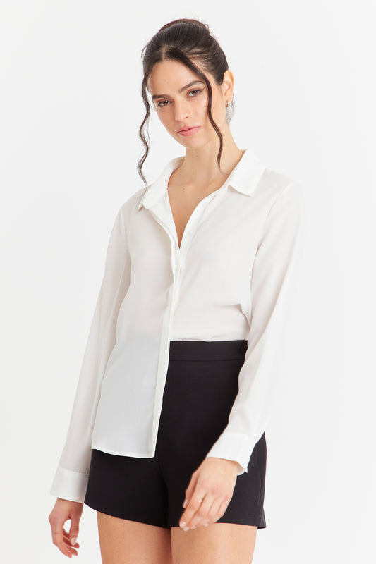 Blusa Botonera Invisible Blanco