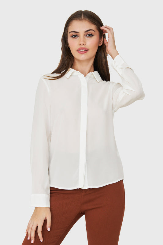 Blusa Botonera Invisible Básica Blanco