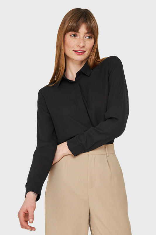 Blusa Básica Botonera Invisible Negro