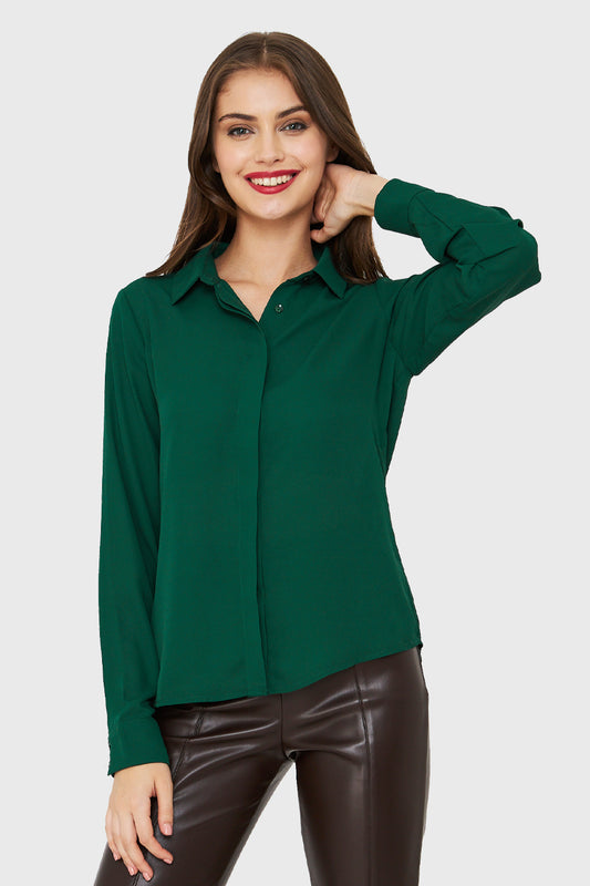 Blusa Básica Botonera Invisible Verde