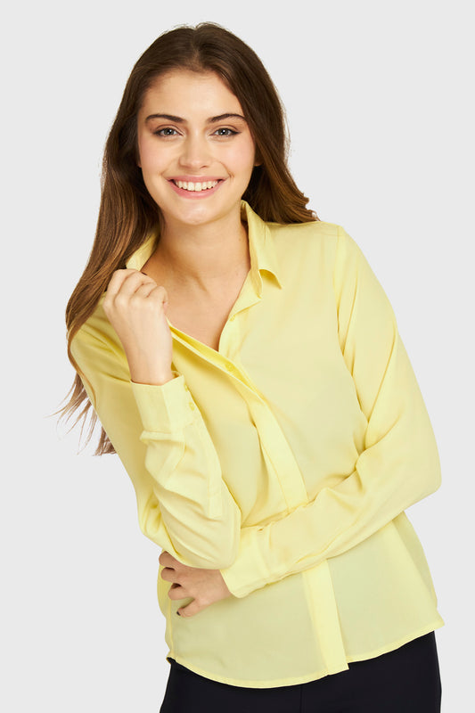 Blusa Básica Botonera Invisible Amarillo